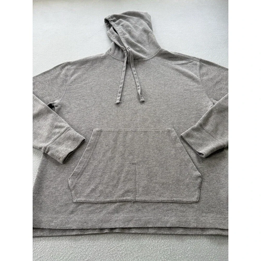Banana Republic Mens M Gray Pullover Hoodie Sweatshirt Kangaroo Pocket Cotton